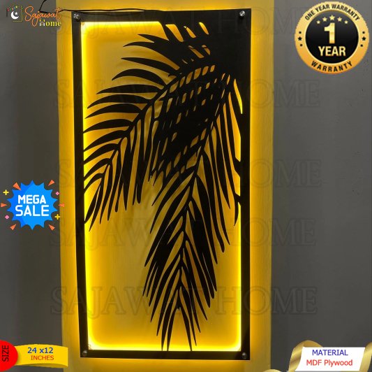 3D Bamboo leaf Wall Decor Art with Neon Light