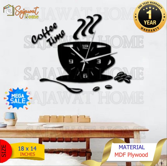 Coffee Cup & Time Acrylic Wall Clock
