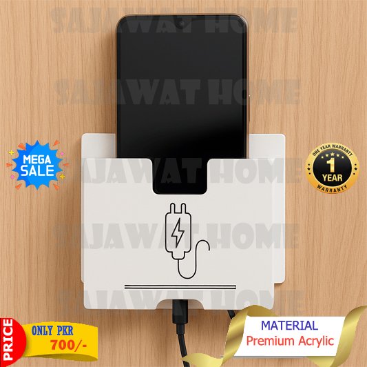 Wall Mount Acrylic Mobile Phone charger Holderr