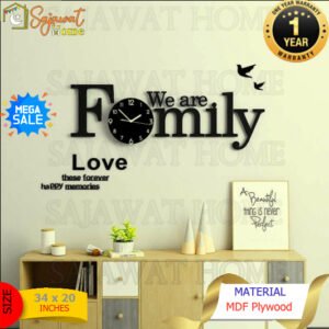 We are Family Clock Wooden Wall Clock Big