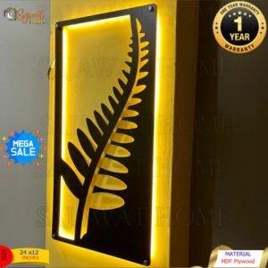 3D Bamboo leaf Wall Decor Art with Neon Light