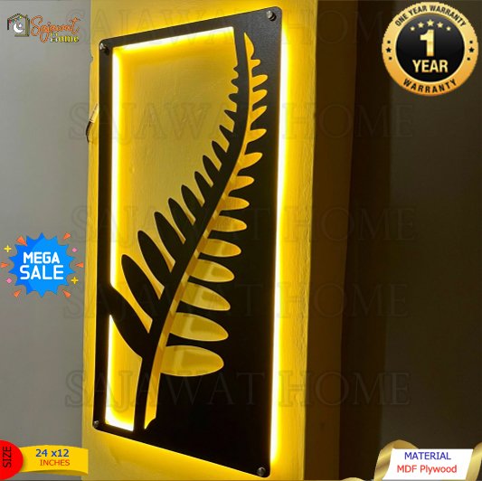 3D Bamboo leaf Wall Decor Art with Neon Light