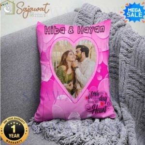 Pillow Cover with Couple Picture Date and Name