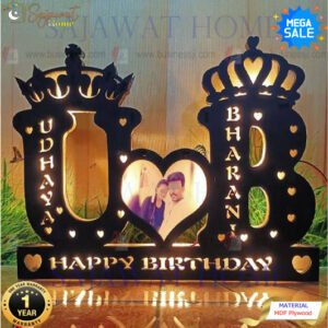 Personalized Wooden LED Night Light Double Letters with Photo