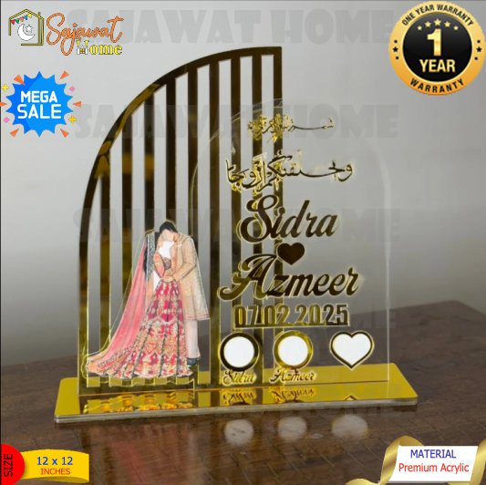 Nikah Thumb Board – Personalized for Wedding with Couple Stand