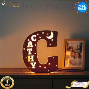 Personalized Wooden LED Night Light Name Initial