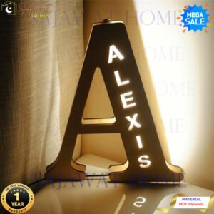 Personalized Wooden LED Night Light Single Letters A - Single Letter