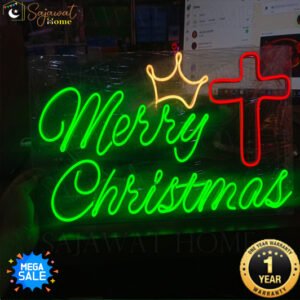 Merry Christmas with Crown Design - Neon Light