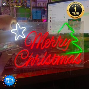 Merry Christmas with Tree & Star - Neon Light