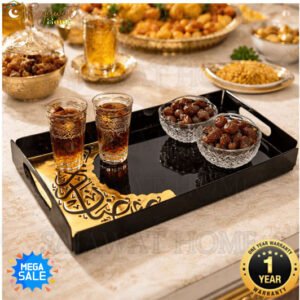 Golden Black Ramadan Karim Tray-Folded Edges