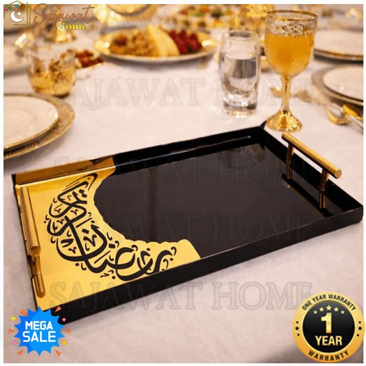 Luxe Crescent Metal Handle Tray Golden & Silver - Image 3