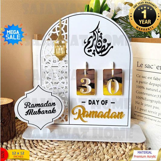 Ramadan Mubarak Tabletop Callender white
