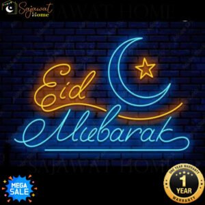 Eid Mubarak - Moon and Star - Neon Light