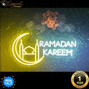 Ramadan Kareem - Masjid Inside Moon - Neon Light