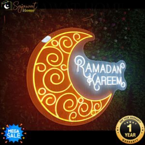 Ramadan Kareem with Big Moon - Neon Light